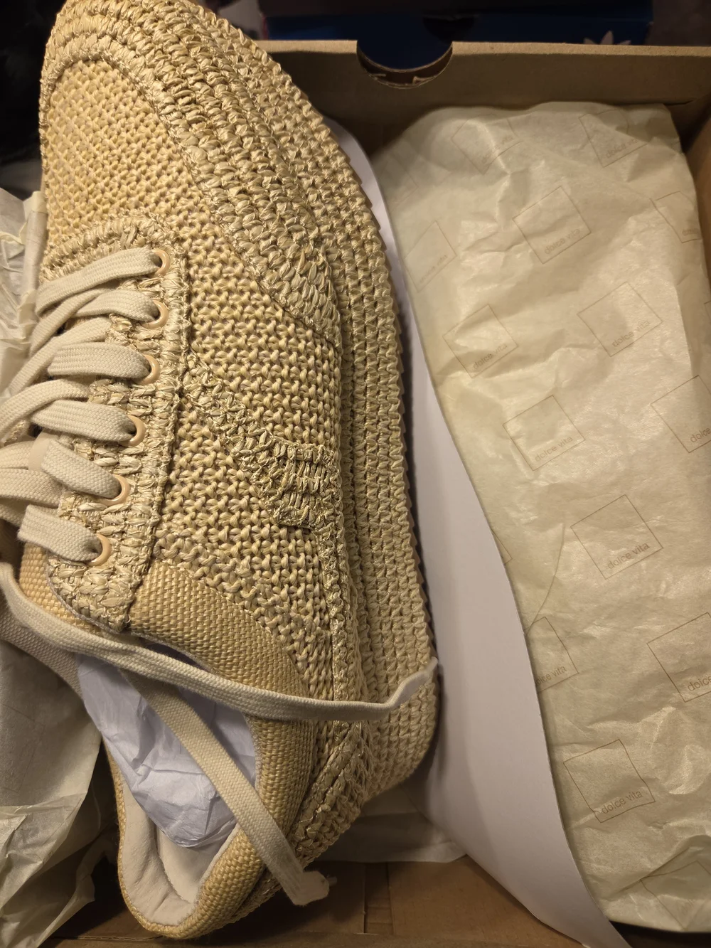 Dolce Vita Woven Raffia Platform Sneakers – Natural/Beige – NWT